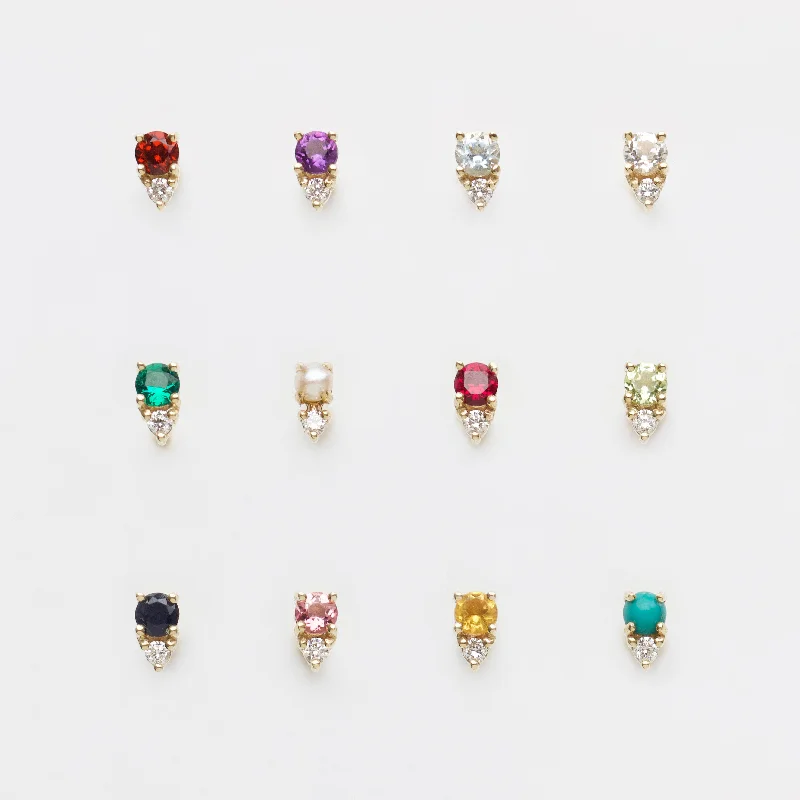 elegant pearl necklace with diamonds Birthstone & Diamond Stud Earrings
