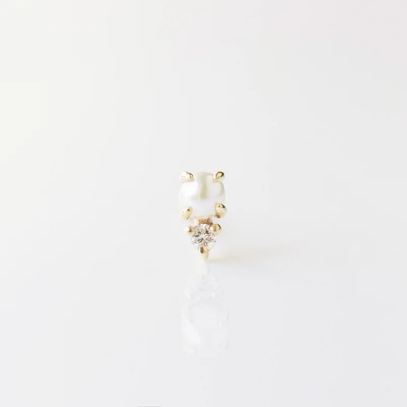 simple gold stacking rings Dainty Pearl & Diamond Stud Earring