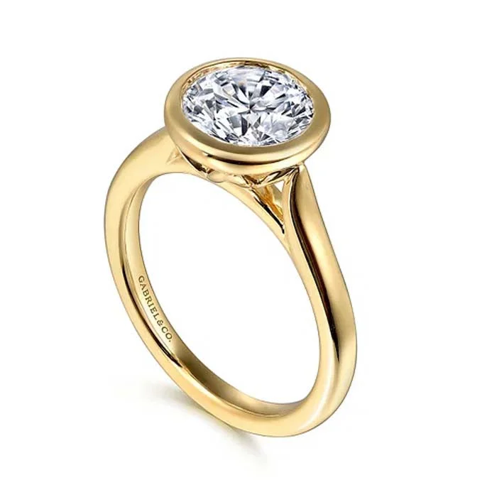 minimalist rose gold stacking rings Gabriel & Co. "Giovana" Bezel Solitaire Engagement Ring Semi-Mounting in 14K Yellow Gold minimalist rose gold stacking rings Gabriel & Co. "Giovana" Bezel Solitaire Engagement Ring Semi-Mounting in 14K Yellow Gold