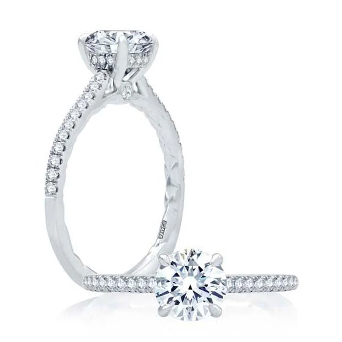 white gold infinity ring A. Jaffe Four-Prong Engagement Ring Semi-Mounting with Diamond Band in 18K White Gold white gold infinity ring A. Jaffe Four-Prong Engagement Ring Semi-Mounting with Diamond Band in 18K White Gold