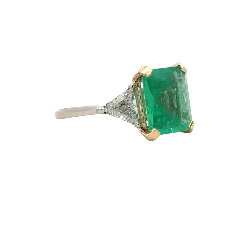 silver moon phase pendant Emerald and Diamond RIng