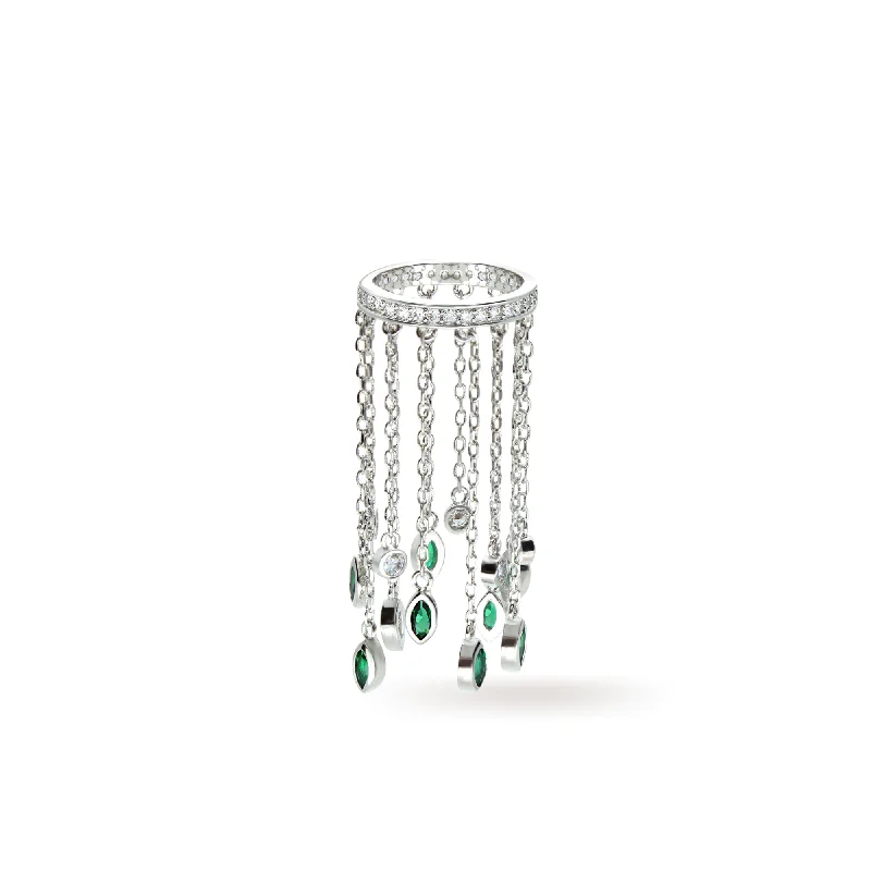 handcrafted silver cross pendant EMERALD WATERFALL RING