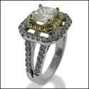 titanium spinner ring anxiety relief 1 Carat Princess Center Cubic Zirconia Two Tone Halo 14K Gold Engagement Ring