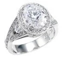 celestial sun and moon earrings 3 Carat Oval Cubic Zirconia in Halo Pave Double Wire Prongs Engagement Ring 14K White Gold