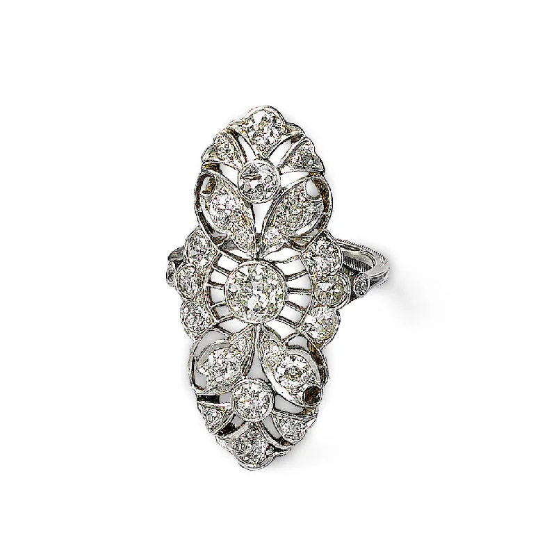minimal diamond bar necklace Estate Diamond Statement Ring, Platinum
