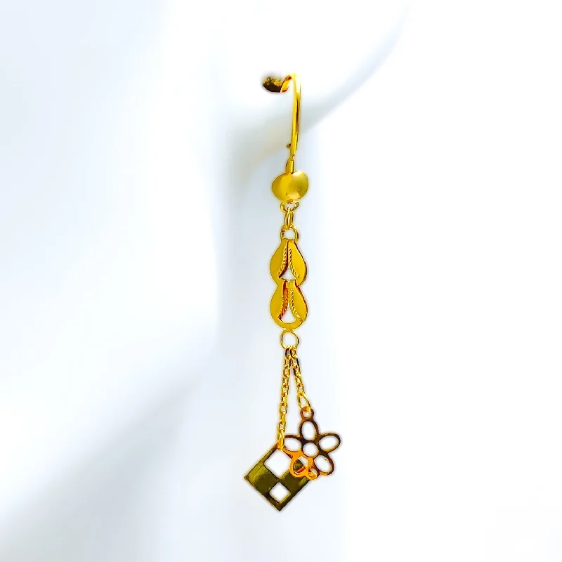 minimalist threader earrings gold Ethereal Lovely 21k Gold Hanging Earrings