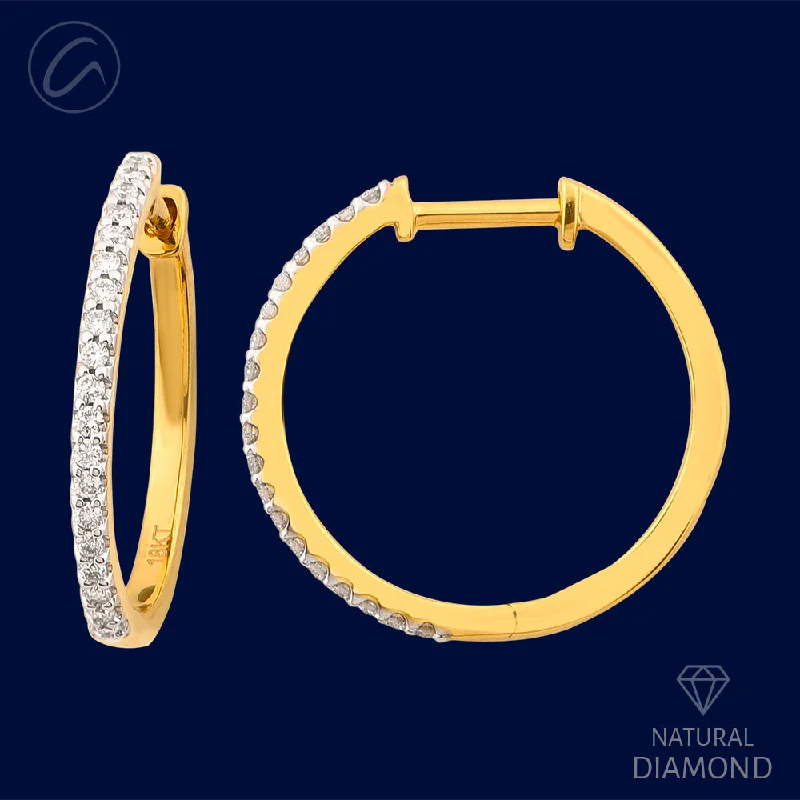 handmade silk thread earrings Evergreen Single line 18K Gold + Diamond Bali Earrings
