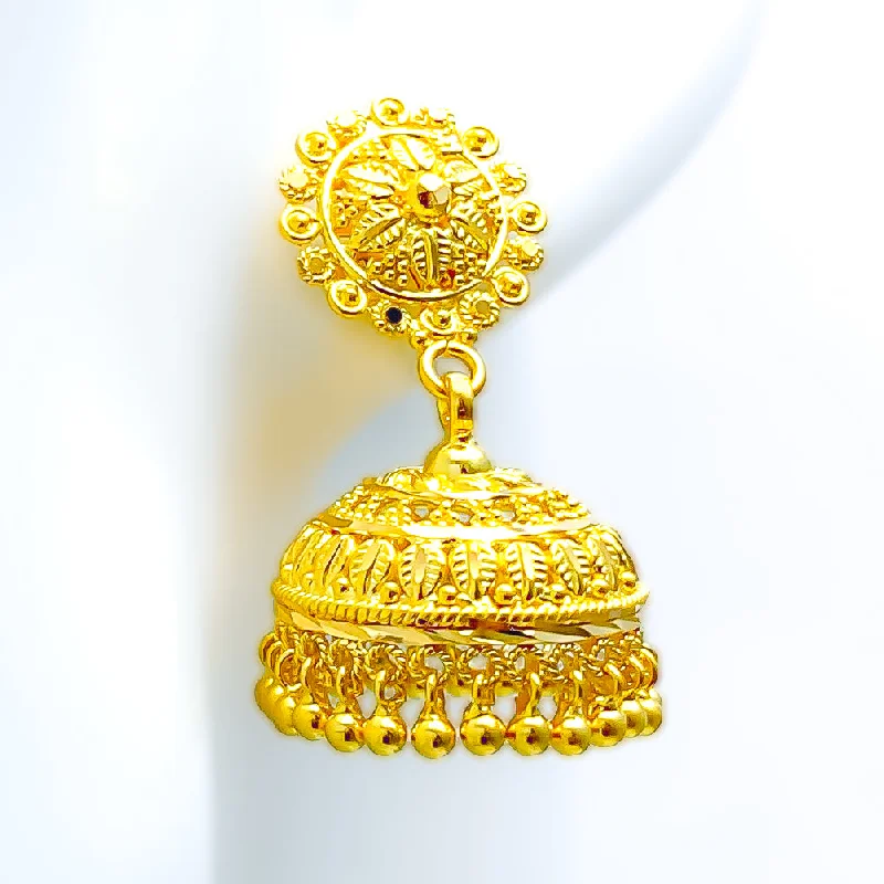 real turquoise drop earrings Exquisite Brilliant 22k Gold Floral Jhumki Earrings