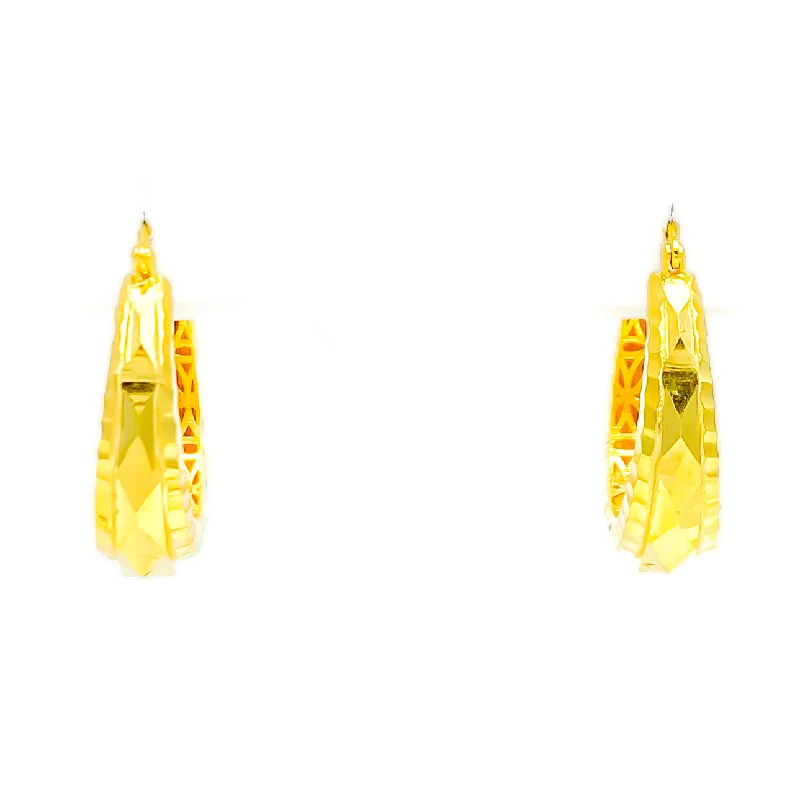 dainty lotus flower ring Faceted Charming 22k Gold Hoop Earrings