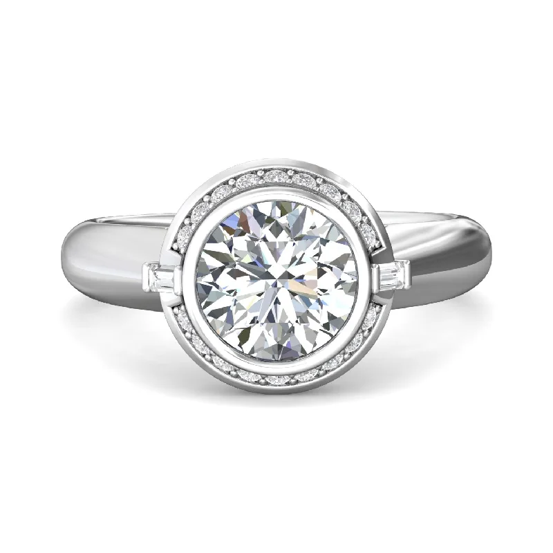 unique crystal bar necklace FlyerFit Encore 14K White Gold Engagement Ring