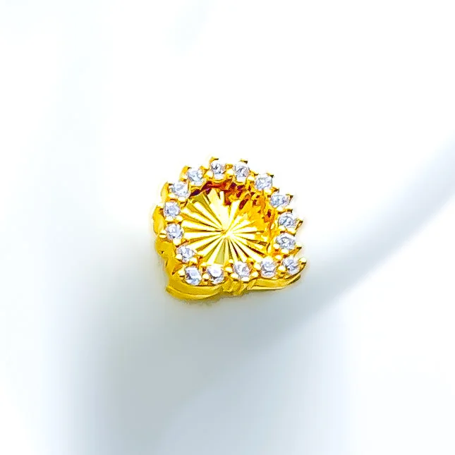 minimalist rose gold stacking rings Geometric Ornate 21k Gold CZ Earrings