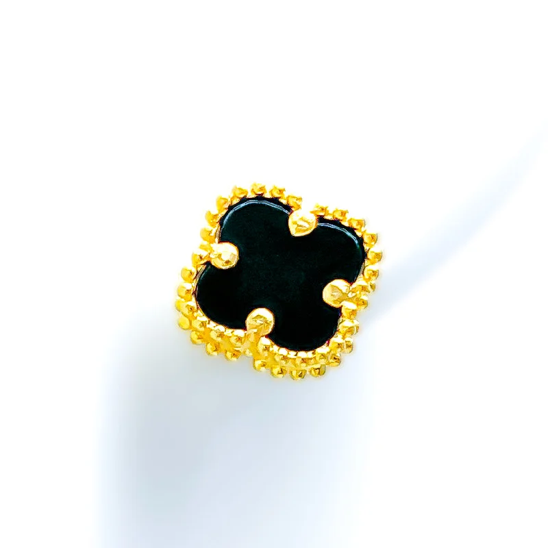 vintage emerald cocktail ring Gorgeous Graceful 21k Gold Clover Earrings