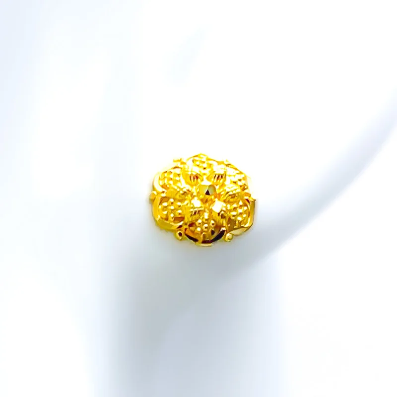 handmade wire-wrapped gemstone ring Graceful Engraved 22k Gold Baby Earrings