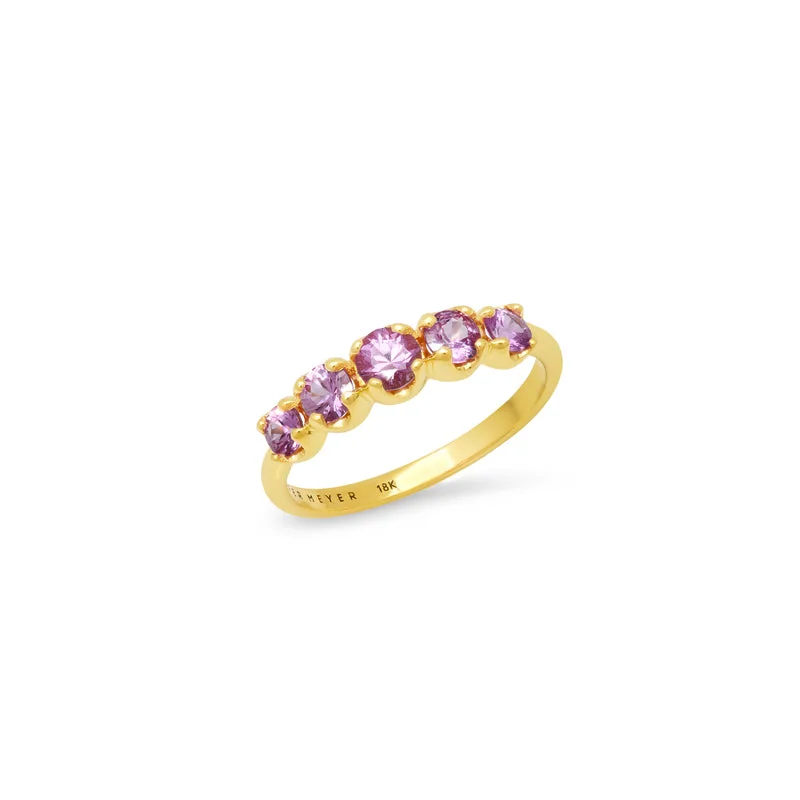 personalized coordinates ring custom Pink Sapphire Graduated Ring