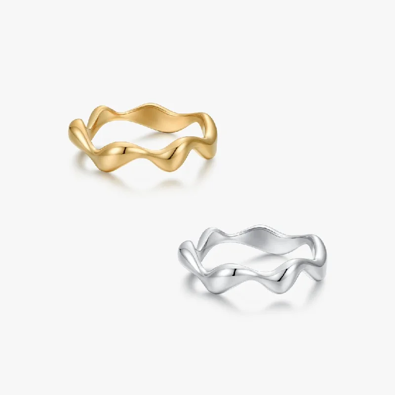 silver-plated bar necklace Groovy Ring