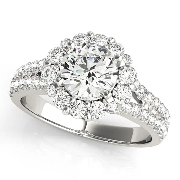 silver moon and star pendant Halo Diamond Engagement Ring