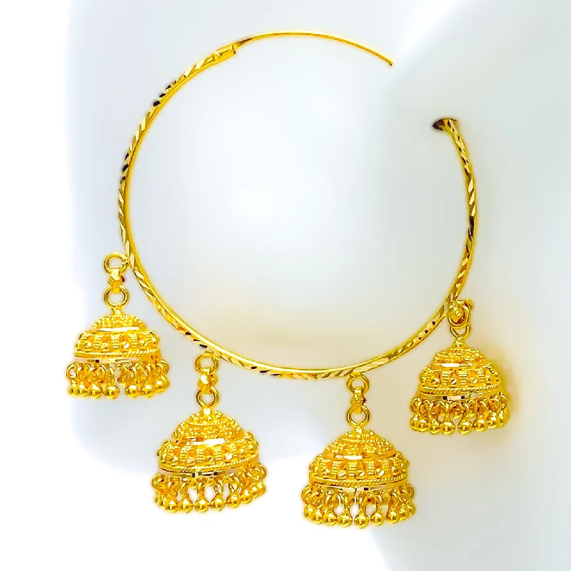 personalized photo locket necklace Iconic Lustrous Multi Chandelier 22K Gold Bali Earrings