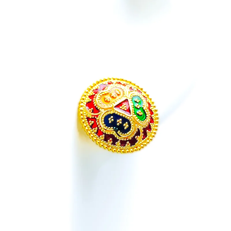 vintage-style diamond halo ring Impressive Artistic 22k Gold Meenakari Earrings