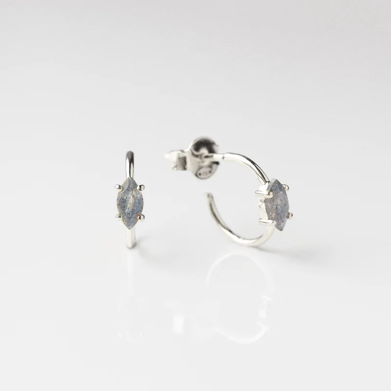 vintage-inspired pearl brooch Labradorite Marquise Hoop Earrings
