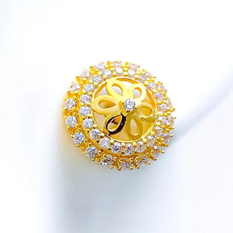 emerald-cut ruby eternity ring Lovely Flower 22k Gold CZ Earrings