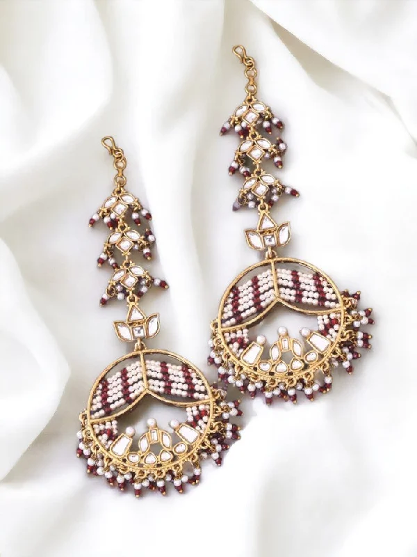 dainty pearl and diamond ring Maroon Sephia Chandbalis
