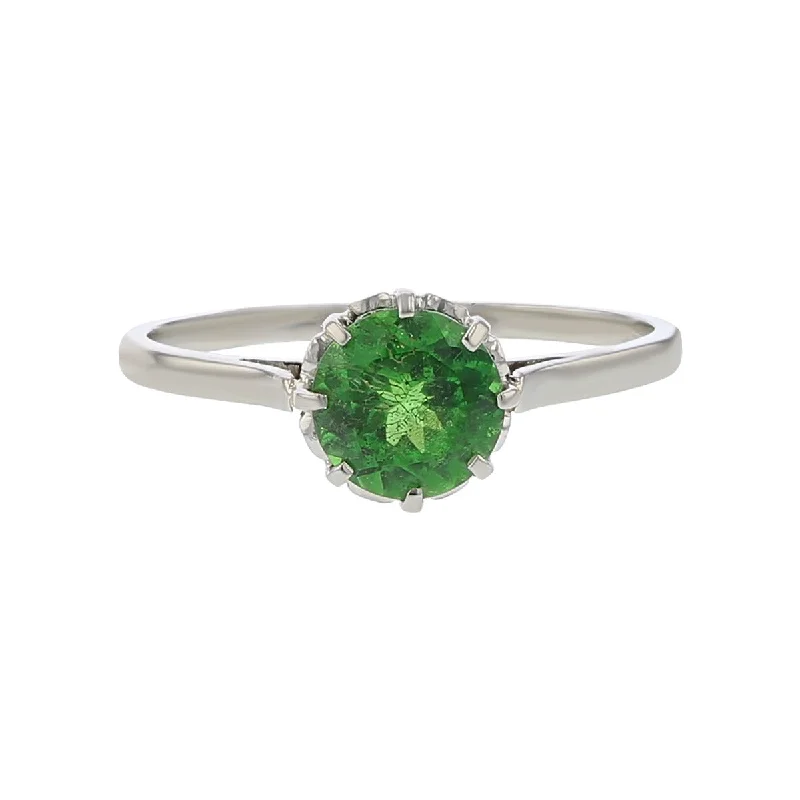 eternity ring for anniversary Mid-Century Platinum Tsavorite Garnet Solitaire Ring