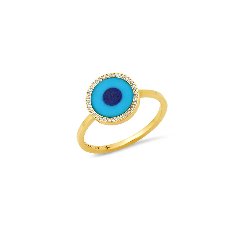 real diamond eternity band Mini Turquoise Inlay Evil Eye Ring with Diamonds