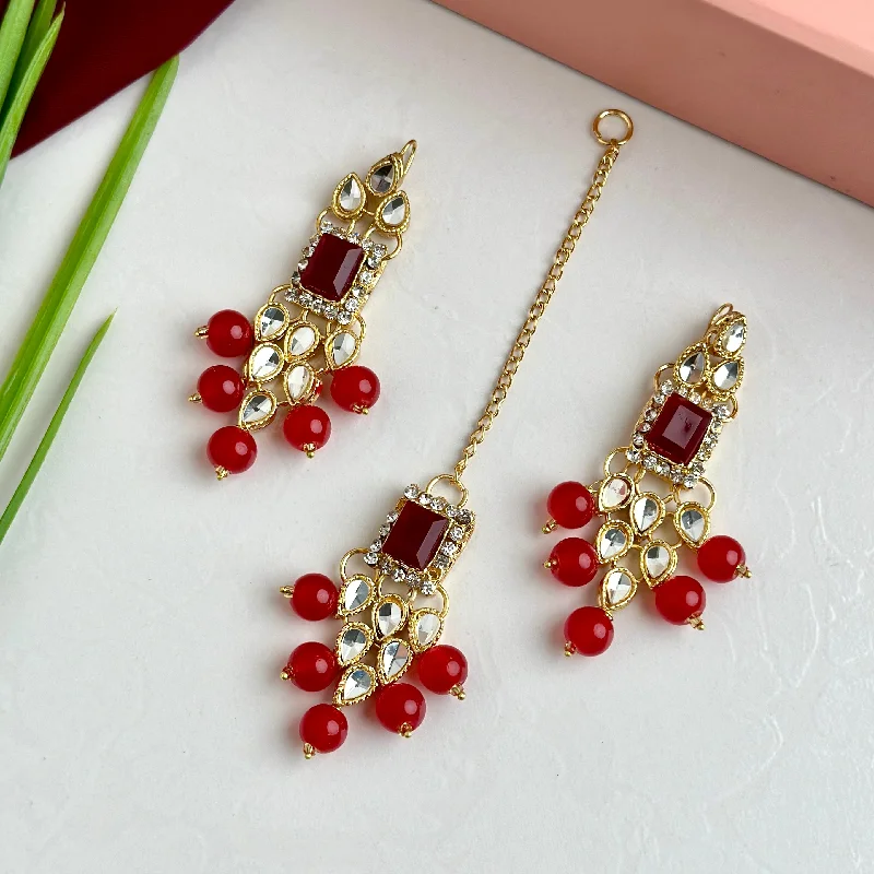 chunky silver hoop earrings Mishaal (Maroon)