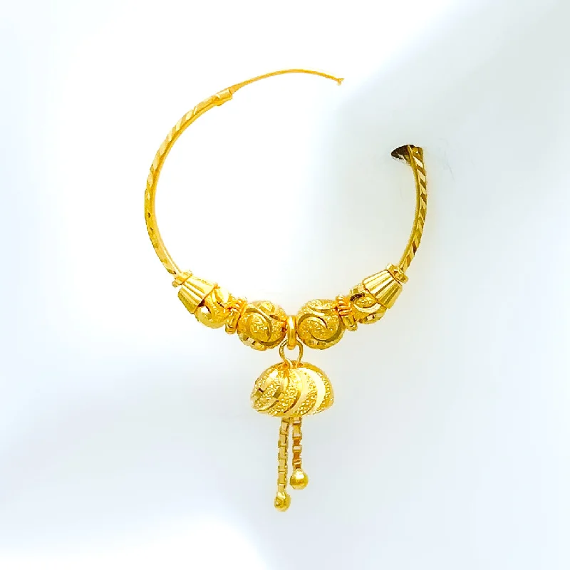 celestial moon and star bracelet Modish Fancy 22k Gold Hoop Earrings
