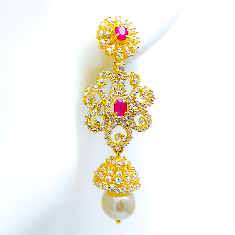 solid gold stacking rings set Modish Fancy 22k Gold Jhumki Earrings