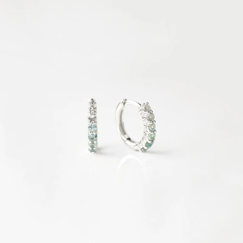 handcrafted sterling silver necklace Ombre Gemstone Huggie Hoop Earrings