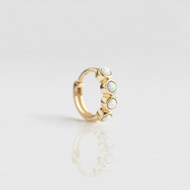 men’s black titanium ring Opal Hoop