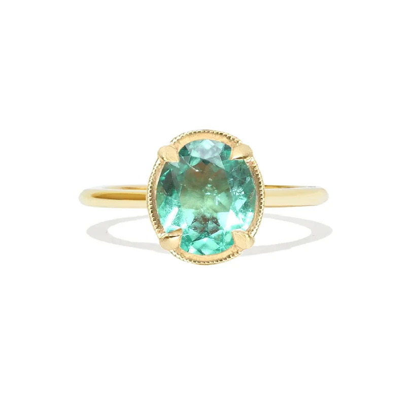 dainty sapphire stacking rings Mint Emerald Oval Solitaire