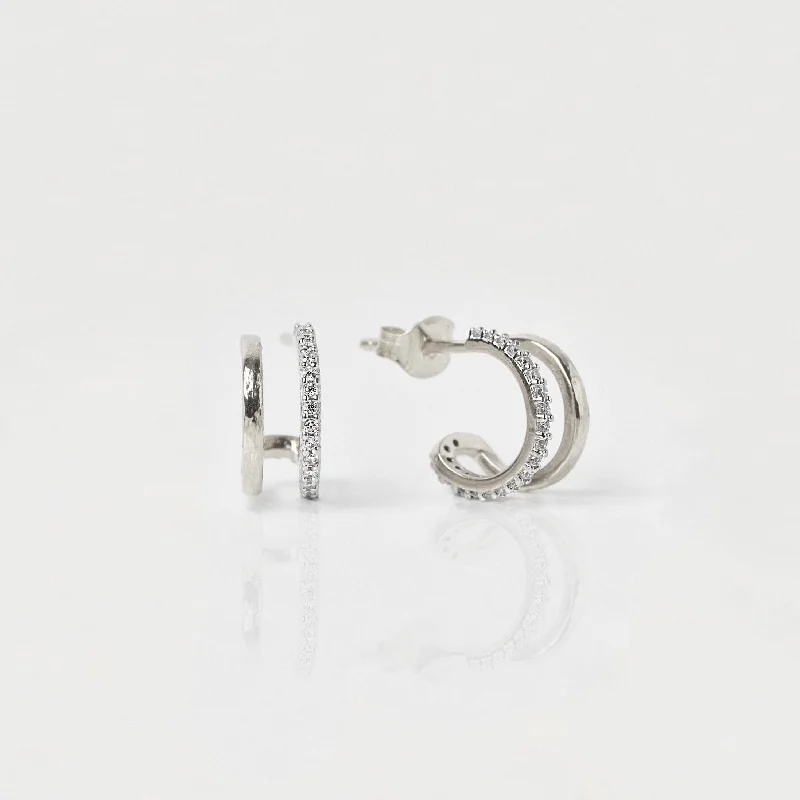 real diamond solitaire ring Celestial Pave Double Hoops
