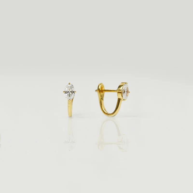 opal and gold earrings Orbit Huggie Hoops