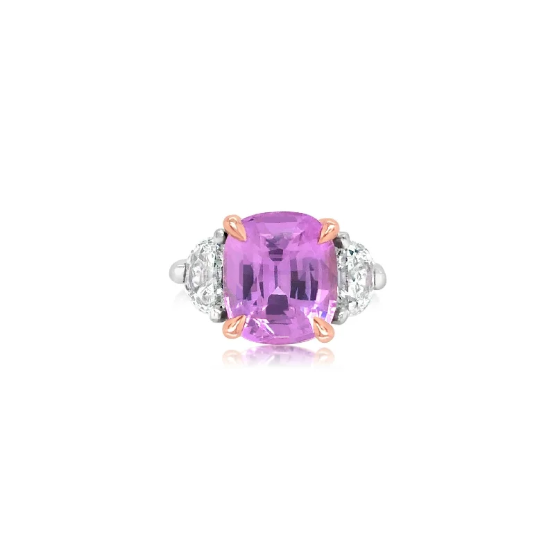silver Celtic knot necklace Pink Sapphire and Diamond Three Stone Engagement Ring