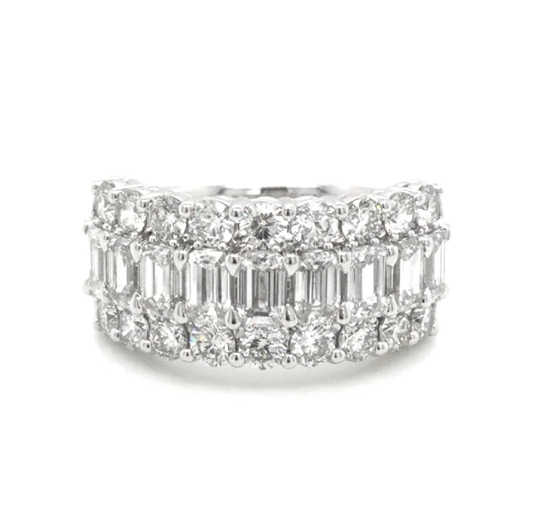 real zircon gemstone bracelet Platinum 3 Row Natural Diamond Ring Size 6