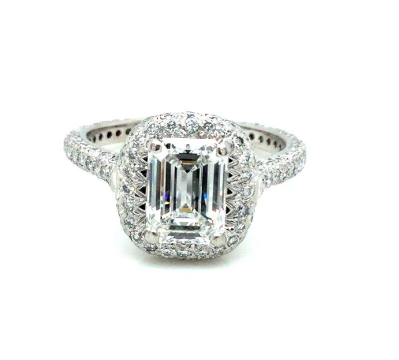 vintage crystal chandelier earrings Platinum Emerald Cut Natural Diamond Halo Engagement Ring vintage crystal chandelier earrings Platinum Emerald Cut Natural Diamond Halo Engagement Ring
