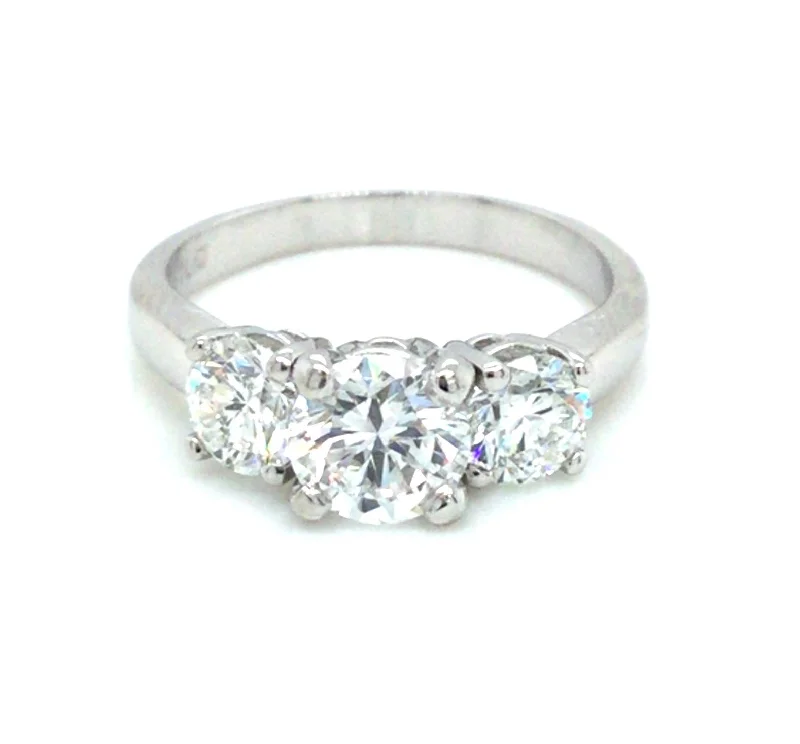 personalized hand-stamped bar ring Platinum Natural Diamond Three Stone Engagement Ring personalized hand-stamped bar ring Platinum Natural Diamond Three Stone Engagement Ring