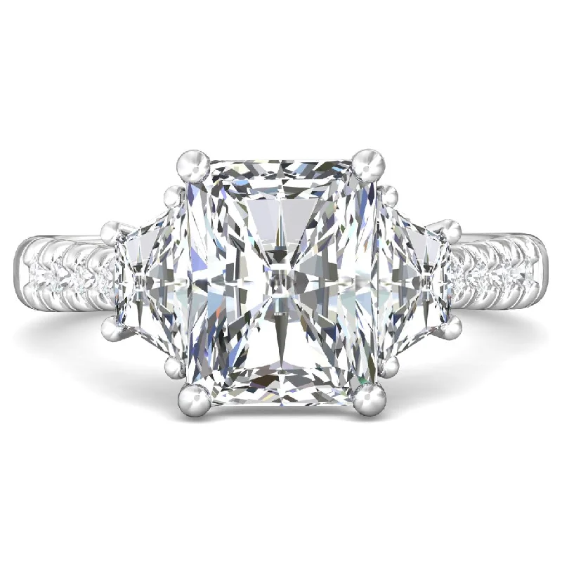 small diamond nose stud Platinum Radiant Lab Grown Diamond Three Stone Engagement Ring