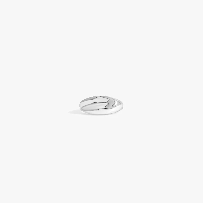 vintage rose-cut diamond ring Puffed Pinky Adjustable Sterling Silver Ring