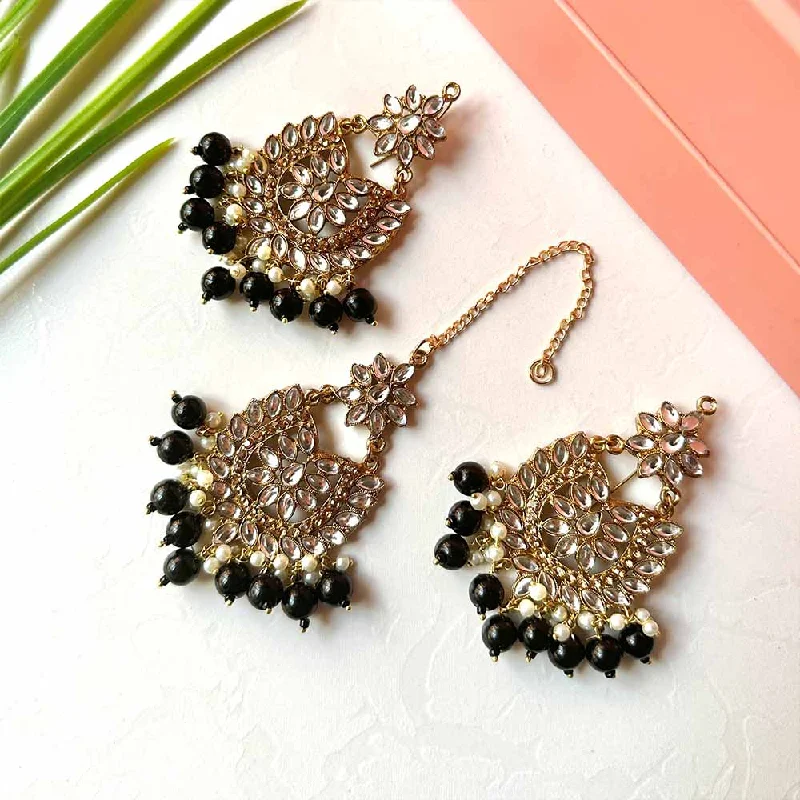 waterproof beach anklet stainless steel Sameera Earrings/Teeka Set (Black)