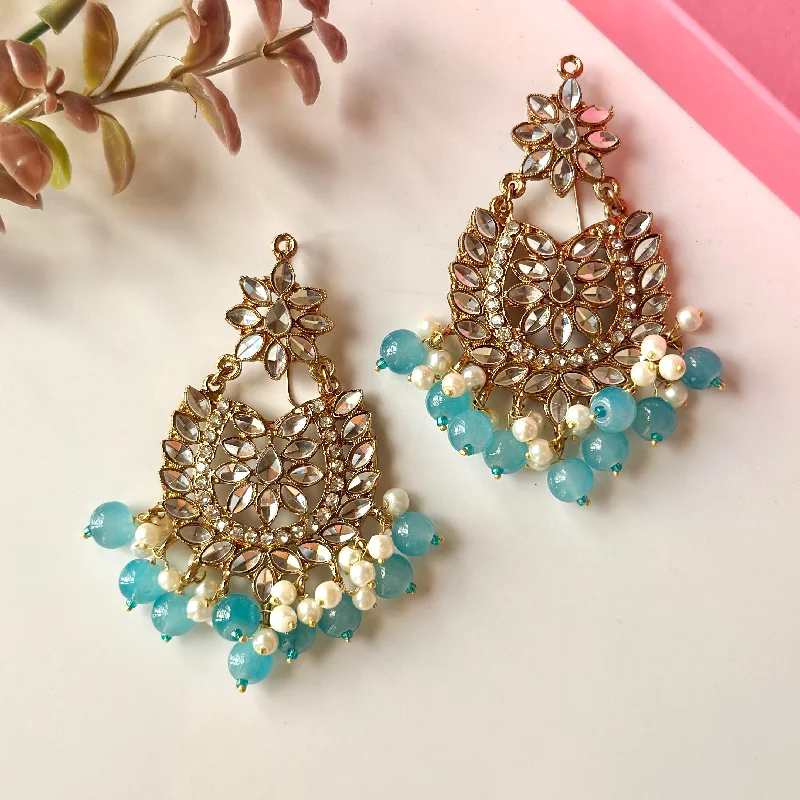 vintage Victorian brooch pin Sameera Earrings (Light Blue)