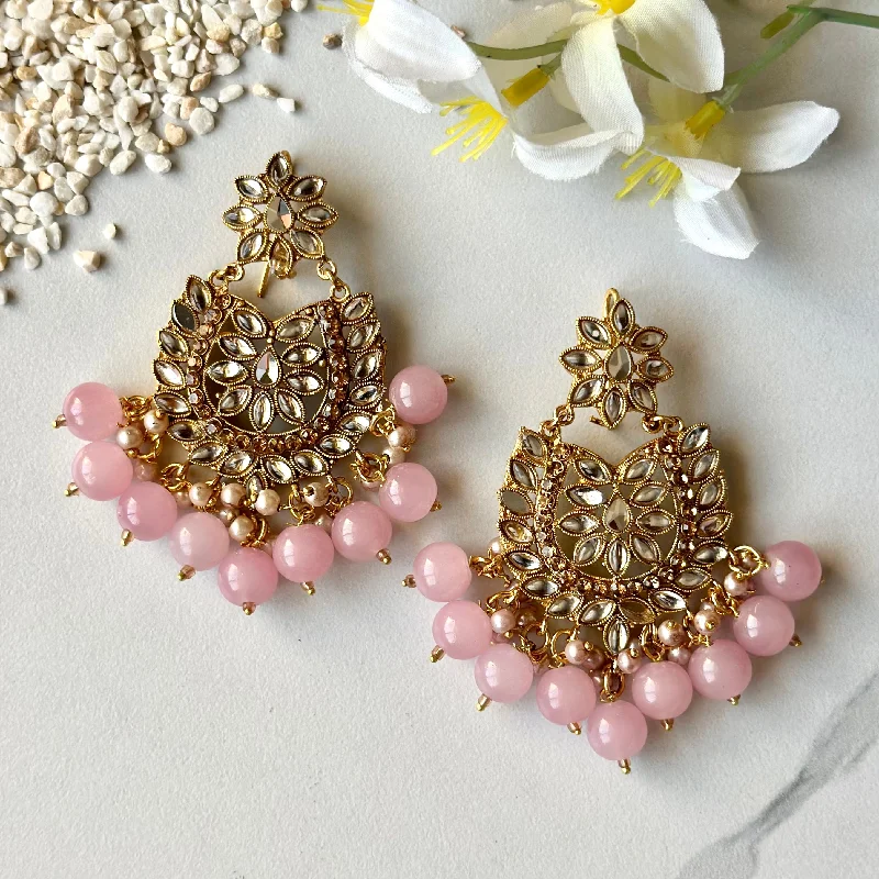 celestial sunburst necklace gold Sameera Earrings (Light Pink)