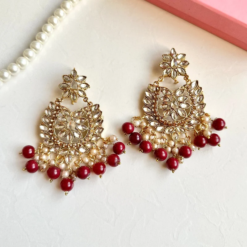 gothic bat ring sterling silver Sameera Earrings (Golden Maroon)