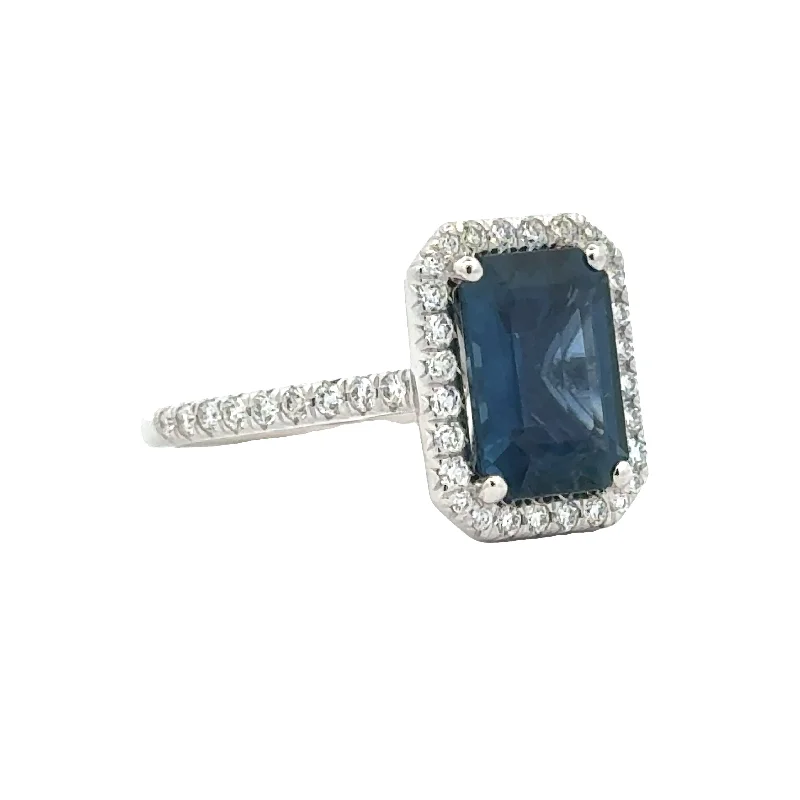 classic wedding set with diamonds Sapphire EC Platnium Ring
