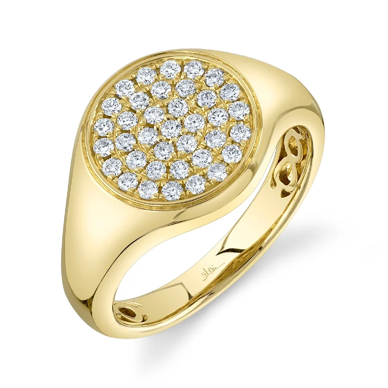 delicate angel wings necklace 0.40CT DIAMOND PAVE SIGNET RING