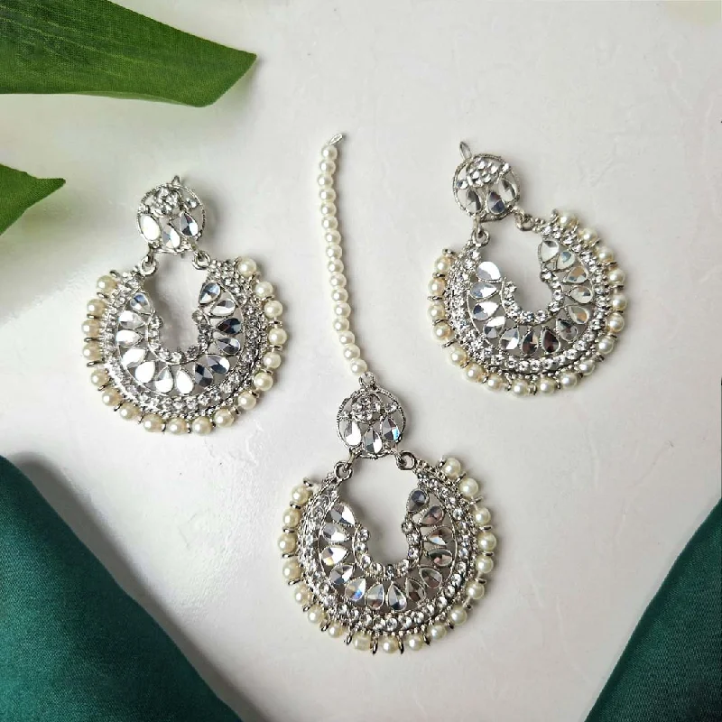 heart-shaped promise ring sterling silver Sehar Earrings and Teeka Set(Silver)