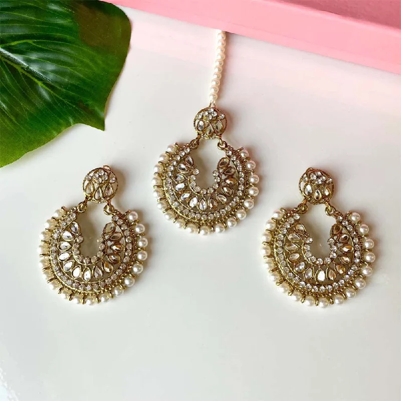 celestial zodiac sign necklace Sehar Earrings and Teeka Set(Golden)