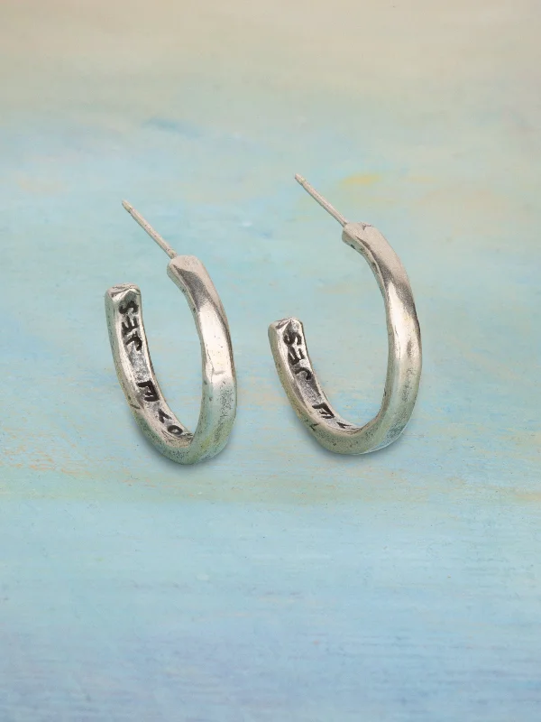 hammered gold signet ring Silver Tidings Hoop Earrings
